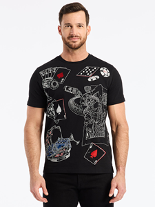 Black Lucky Roll Men's Short Sleeve T-Shirt | Robert Graham T-Shirts Collection | Sam's Tailoring Fine Men's Clothing