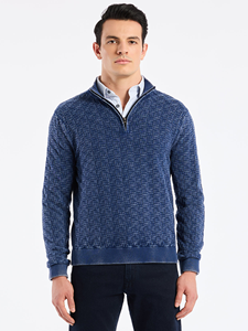Navy Aubin Long Sleeve Men's Sweater | Robert Graham Sweaters Collection | Sam's Tailoring Fine Men's Clothing