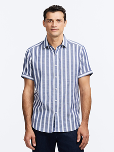 Navy Preston Short Sleeve Button Down Shirt | Robert Graham Short Sleeves Shirts Collection | Sam's Tailoring Fine Men's Tailoring