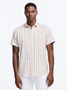 Khaki Preston Short Sleeve Button Down Shirt | Robert Graham Short Sleeves Shirts Collection | Sam's Tailoring Fine Men's Tailoring
