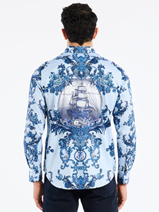 Blue Bayswater Long Sleeve Button Down Shirt | Robert Graham Long Sleeves Shirts Collection | Sam's Tailoring Fine Men's Clothing