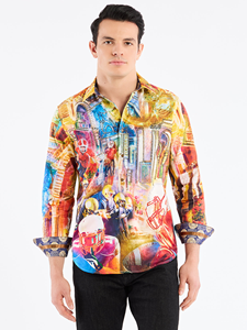 Multi Fantasy Football Limited Edition Long Sleeve Men's Shirt | Robert Graham Long Sleeves Shirts Collection | Sam's Tailoring Fine Men's Clothing