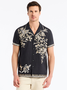 Black Ashby Short Sleeve Button Down Men's Shirt | Robert Graham Short Sleeves Shirts Collection | Sam's Tailoring Fine Men's Tailoring