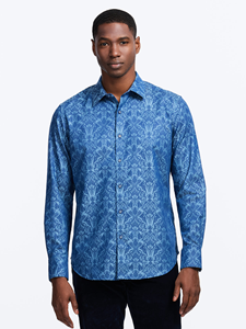 Dark Blue highland Long Sleeve Button Down Men's Shirt | Robert Graham Long Sleeves Shirts Collection | Sam's Tailoring Fine Men's Tailoring
