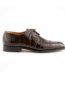 Chocolate Alligator Leather Lace Up Dress Shoe | Ferrini Men's Dress Shoes | Sam's Tailoring Fine Men Clothing