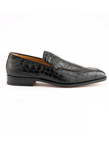 Black Alligator Leather Men's Dress Loafer | Ferrini Men's Dress Shoes | Sam's Tailoring Fine Men Clothing