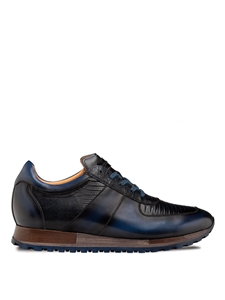 Blue Greenwich Calf/Lizard Men's Dress Sneaker | Mezlan Casual Shoes Collection | Sam's Tailoring Fine Men's Clothing