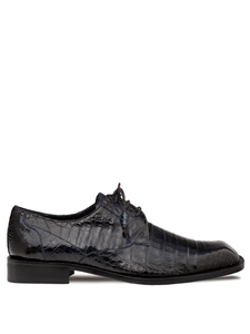 Dark Navy Ugo Crocodile Uppers Lace Up Men's Shoe | Mezlan Lace Up Collection | Sam's Tailoring Fine Men's Clothing