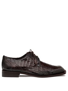 Brown Ugo Crocodile Uppers Lace Up Men's Shoe | Mezlan Lace Up Collection | Sam's Tailoring Fine Men's Clothing