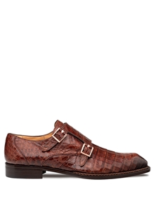 Tan Doyers Crocodile Double Monk Men's Shoe | Mezlan Monk Strap Collection | Sam's Tailoring Fine Men's Clothing