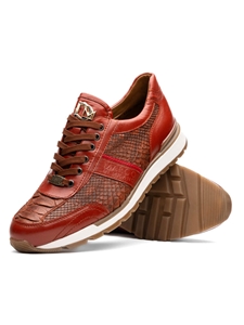 Antique Cognac Python & Calfskin Men's Sneaker | Marco Di Milano Sneakers Collection | Sam's Tailoring Fine Men's Clothing