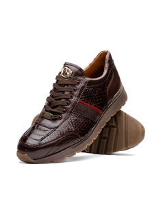 Brown Genuine Python & Calfskin Men's Sneaker | Marco Di Milano Sneakers Collection | Sam's Tailoring Fine Men's Clothing