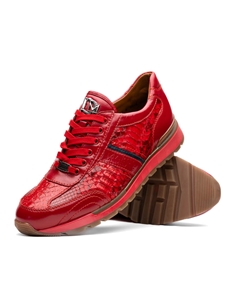 Red Genuine Python & Calfskin Men's Sneaker | Marco Di Milano Sneakers Collection | Sam's Tailoring Fine Men's Clothing