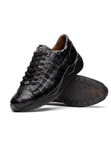 Black Caiman Crocodile Men's Fashion Sneaker | Marco Di Milano Sneakers Collection | Sam's Tailoring Fine Men's Clothing