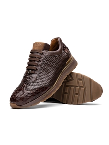 Brown Genuine Caiman Crocodile Men's Sneaker | Marco Di Milano Sneakers Collection | Sam's Tailoring Fine Men's Clothing
