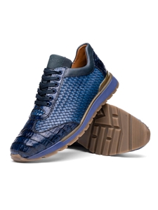 Navy Genuine Caiman Crocodile Men's Sneaker | Marco Di Milano Sneakers Collection | Sam's Tailoring Fine Men's Clothing