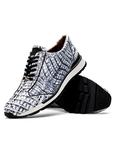 Newspaper Genuine Caiman Crocodile Men Sneaker | Marco Di Milano Sneakers Collection | Sam's Tailoring Fine Men's Clothing