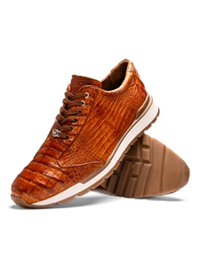 Cognac Genuine Caiman Crocodile Men Sneaker | Marco Di Milano Sneakers Collection | Sam's Tailoring Fine Men's Clothing