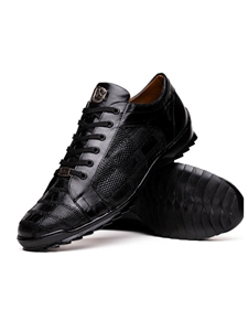 Black Genuine Lizard Men's Fashion Sneaker | Marco Di Milano Sneakers Collection | Sam's Tailoring Fine Men's Clothing
