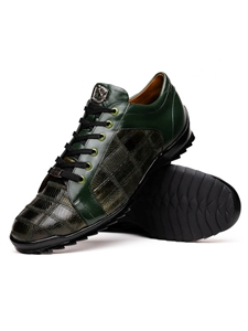 Green Genuine Lizard Men's Fashion Sneaker | Marco Di Milano Sneakers Collection | Sam's Tailoring Fine Men's Clothing