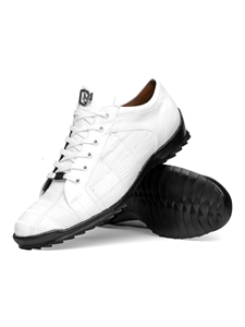 White Genuine Lizard Men's Fashion Sneaker | Marco Di Milano Sneakers Collection | Sam's Tailoring Fine Men's Clothing
