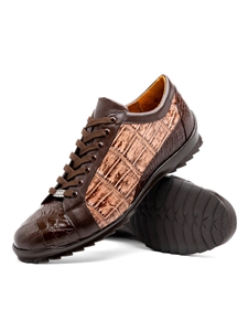 Brown/Orix Authentic Alligator Men's Sneaker | Marco Di Milano Sneakers Collection | Sam's Tailoring Fine Men's Clothing