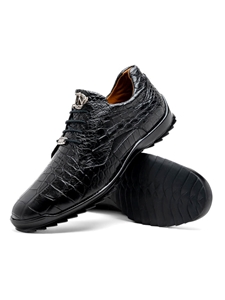 Black Genuine Alligator Leather Men's Sneaker | Marco Di Milano Sneakers Collection | Sam's Tailoring Fine Men's Clothing