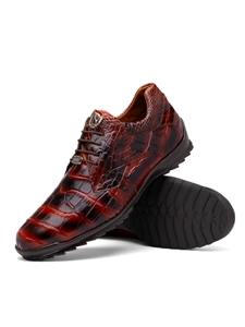 Rustic Cognac Genuine Alligator Men's Sneaker | Marco Di Milano Sneakers Collection | Sam's Tailoring Fine Men's Clothing