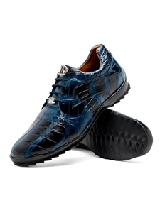 Rustic Navy Genuine Alligator Men's Sneaker | Marco Di Milano Sneakers Collection | Sam's Tailoring Fine Men's Clothing