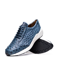 Blue Jeans Genuine Ostrich Skin Luxury Sneaker | Marco Di Milano Sneakers Collection | Sam's Tailoring Fine Men's Clothing