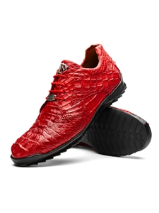 Red Genuine Caiman Crocodile Men's Sneaker | Marco Di Milano Sneakers Collection | Sam's Tailoring Fine Men's Clothing