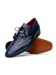 Blue Jeans Alligator & Calfskin Men's Shoe | Marco Di Milano Lace Up Shoes Collection | Sam's Tailoring Fine Men's Clothing
