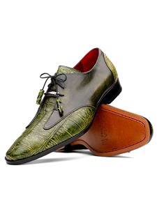 Rustic Green Alligator & Calfskin Men's Shoe | Marco Di Milano Lace Up Shoes Collection | Sam's Tailoring Fine Men's Clothing