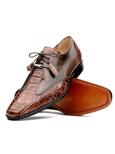 Rustic Orix Alligator & Calfskin Men's Lace Up Shoe | Marco Di Milano Lace Up Shoes Collection | Sam's Tailoring Fine Men's Clothing