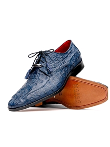 Navy Caiman Crocodile Men's Lace Up Derby Shoe | Marco Di Milano Lace Up Shoes Collection | Sam's Tailoring Fine Men's Clothing