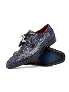 Midnight Caiman Crocodile Men's Lace Up Derby Shoe | Marco Di Milano Lace Up Shoes Collection | Sam's Tailoring Fine Men's Clothing