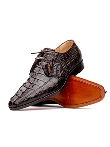 Brown Genuine Hornback Caiman Lace Up Shoe | Marco Di Milano Lace Up Shoes Collection | Sam's Tailoring Fine Men's Clothing