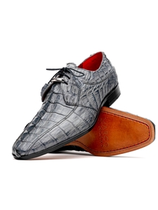 Gray Genuine Hornback Caiman Lace Up Shoe | Marco Di Milano Lace Up Shoes Collection | Sam's Tailoring Fine Men's Clothing