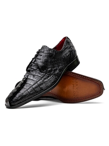 Black Genuine Hornback Caiman Lace Up Shoe | Marco Di Milano Lace Up Shoes Collection | Sam's Tailoring Fine Men's Clothing