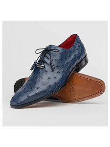 Navy Ostrich Quill Lace Up Men's Derby Shoe | Marco Di Milano Lace Up Shoes Collection | Sam's Tailoring Fine Men's Clothing