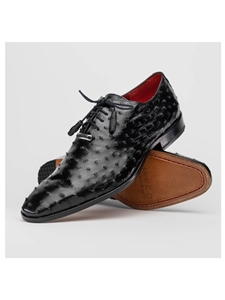 Black Ostrich Quill Lace Up Men's Derby Shoe | Marco Di Milano Lace Up Shoes Collection | Sam's Tailoring Fine Men's Clothing