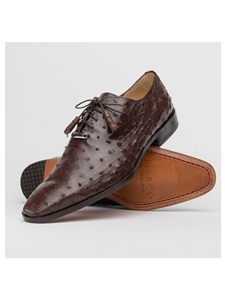 Brown Ostrich Quill Lace Up Men's Derby Shoe | Marco Di Milano Lace Up Shoes Collection | Sam's Tailoring Fine Men's Clothing