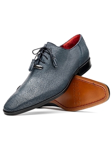Navy Genuine Stingray Leather Lace Up Shoe | Marco Di Milano Lace Up Shoes Collection | Sam's Tailoring Fine Men's Clothing