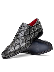 Gray Pirarucu Exotic Skin Lace Up Men's Shoe | Marco Di Milano Lace Up Shoes Collection | Sam's Tailoring Fine Men's Clothing