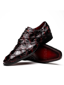 Blackcherry Pirarucu Exotic Skin Lace Up Men's Shoe | Marco Di Milano Lace Up Shoes Collection | Sam's Tailoring Fine Men's Clothing