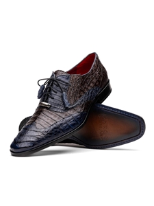 Navy/Brown Ostrich & Stingray Lace Up Shoe | Marco Di Milano Lace Up Shoes Collection | Sam's Tailoring Fine Men's Clothing