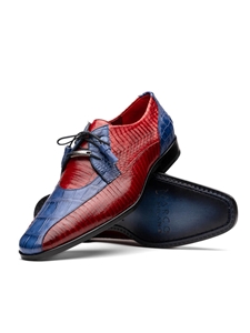 Navy/Red Alligator & Cobra Skin Men's Lace Up Shoe | Marco Di Milano Lace Up Shoes Collection | Sam's Tailoring Fine Men's Clothing