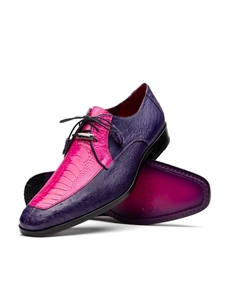Pink/Purple  Genuine Ostrich Leather Men's Shoe | Marco Di Milano Lace Up Shoes Collection | Sam's Tailoring Fine Men's Clothing