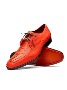 Orange  Genuine Ostrich Leather Men's Shoe | Marco Di Milano Lace Up Shoes Collection | Sam's Tailoring Fine Men's Clothing