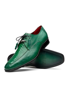 Lemon Green  Genuine Ostrich Leather Men's Shoe | Marco Di Milano Lace Up Shoes Collection | Sam's Tailoring Fine Men's Clothing